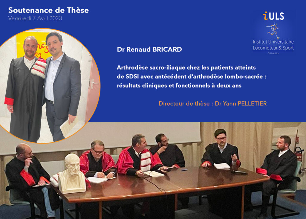 Soutenance de thèse de médecine du Dr Renaud Bricard